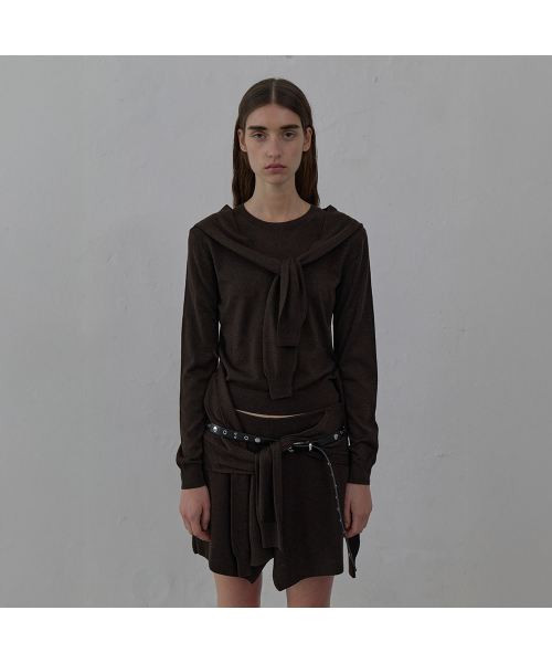 LCDC TM（エルシーディーシーティーエム）の「TIED DETAIL LAYERED KNIT SKIRT (BROWN)（ニット/セーター・レディース・その他・SMALL/MEDIUM）」の2枚目の写真