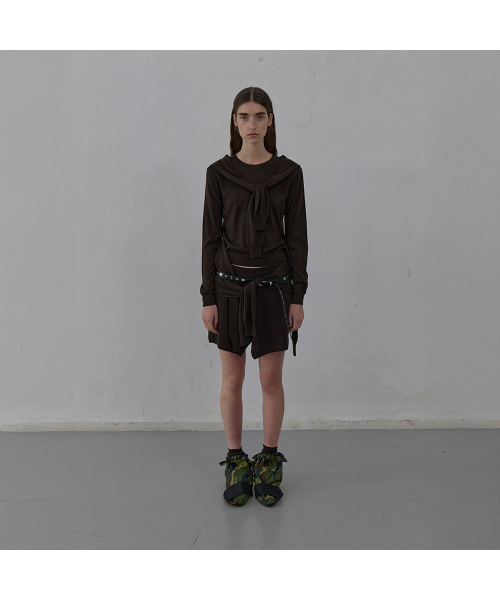 LCDC TM（エルシーディーシーティーエム）の「TIED DETAIL LAYERED KNIT SKIRT (BROWN)（ニット/セーター・レディース・その他・SMALL/MEDIUM）」の6枚目の写真