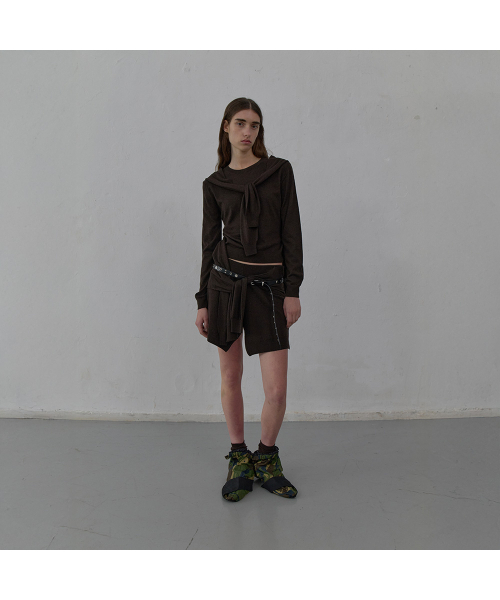 LCDC TM（エルシーディーシーティーエム）の「TIED DETAIL LAYERED KNIT SKIRT (BROWN)（ニット/セーター・レディース・その他・SMALL/MEDIUM）」の7枚目の写真