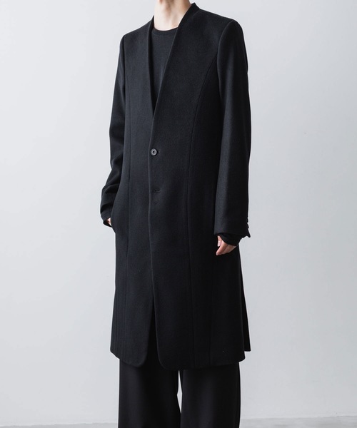 ato（アトウ）の「SINGLE CHARME NO-COLLAR COAT（チェスターコート・メンズ・ブラック/ベージュ・44/46/48）」の15枚目の写真