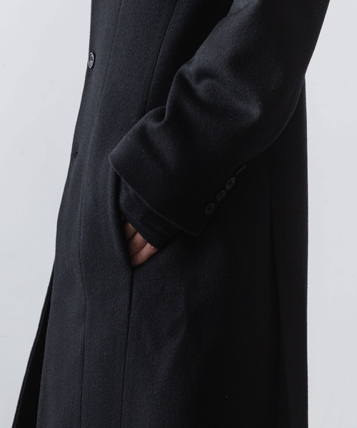 ato（アトウ）の「SINGLE CHARME NO-COLLAR COAT（チェスターコート・メンズ・ブラック/ベージュ・44/46/48）」の21枚目の写真