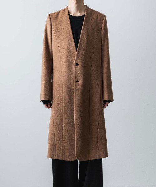 ato（アトウ）の「SINGLE CHARME NO-COLLAR COAT（チェスターコート・メンズ・ブラック/ベージュ・44/46/48）」の15枚目の写真