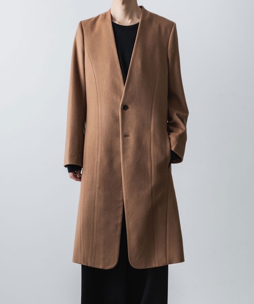 ato（アトウ）の「SINGLE CHARME NO-COLLAR COAT（チェスターコート・メンズ・ブラック/ベージュ・44/46/48）」の16枚目の写真