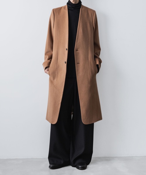 ato（アトウ）の「SINGLE CHARME NO-COLLAR COAT（チェスターコート・メンズ・ブラック/ベージュ・44/46/48）」の18枚目の写真