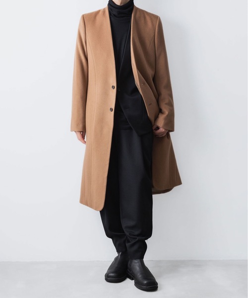 ato（アトウ）の「SINGLE CHARME NO-COLLAR COAT（チェスターコート・メンズ・ブラック/ベージュ・44/46/48）」の21枚目の写真
