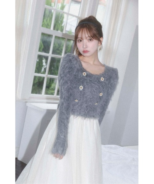 MISTREASS(ミストレアス)の「Square Neck Brushed Knit Top(ニット/セーター・レディース・グレー/オフホワイト・FREE)」の6枚目の写真