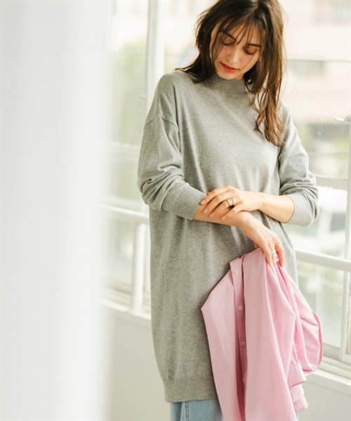 Maison INNESS(メゾンアイネス)の「綿混チュニック丈ニットワンピース(毛玉防止・ハンガー干し可能)(ニット/セーター・レディース・ホワイト/ベージュ/杢グレー/ブルー/ブラック・S~M/L~LL/3L~4L/5L~6L)」の16枚目の写真