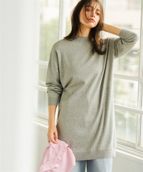 Maison INNESS(メゾンアイネス)の「綿混チュニック丈ニットワンピース(毛玉防止・ハンガー干し可能)(ニット/セーター・レディース・ホワイト/ベージュ/杢グレー/ブルー/ブラック・S~M/L~LL/3L~4L/5L~6L)」の18枚目の写真