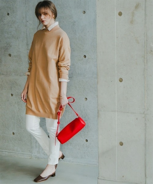 Maison INNESS(メゾンアイネス)の「綿混チュニック丈ニットワンピース(毛玉防止・ハンガー干し可能)(ニット/セーター・レディース・ホワイト/ベージュ/杢グレー/ブルー/ブラック・S~M/L~LL/3L~4L/5L~6L)」の21枚目の写真
