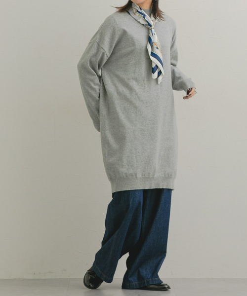 Maison INNESS(メゾンアイネス)の「綿混チュニック丈ニットワンピース(毛玉防止・ハンガー干し可能)(ニット/セーター・レディース・ホワイト/ベージュ/杢グレー/ブルー/ブラック・S~M/L~LL/3L~4L/5L~6L)」の19枚目の写真