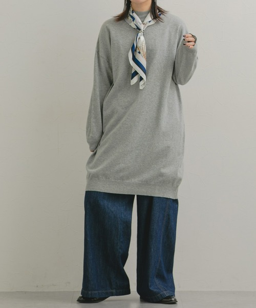 Maison INNESS(メゾンアイネス)の「綿混チュニック丈ニットワンピース(毛玉防止・ハンガー干し可能)(ニット/セーター・レディース・ホワイト/ベージュ/杢グレー/ブルー/ブラック・S~M/L~LL/3L~4L/5L~6L)」の20枚目の写真
