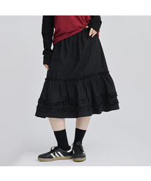 AWESOME STUDIO（オーサムスタジオ）の「フリルシャーリングカンカンスカートミディブラック（スカート）」