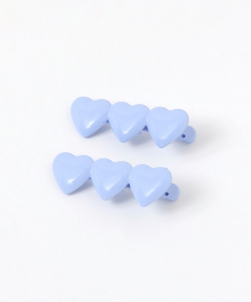 repipi armario(レピピ アルマリオ)の「【2個SET】プックリハートクリップ(バレッタ/ヘアクリップ・キッズ・ブルー/ホワイト・ONESIZE)」の2枚目の写真
