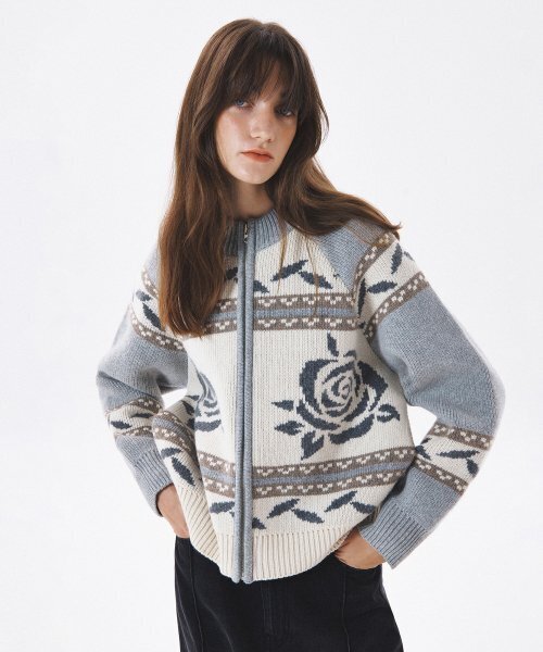 トップス WIRED JACQUARD ZIPUP KNIT [GREY] 【公式通販】