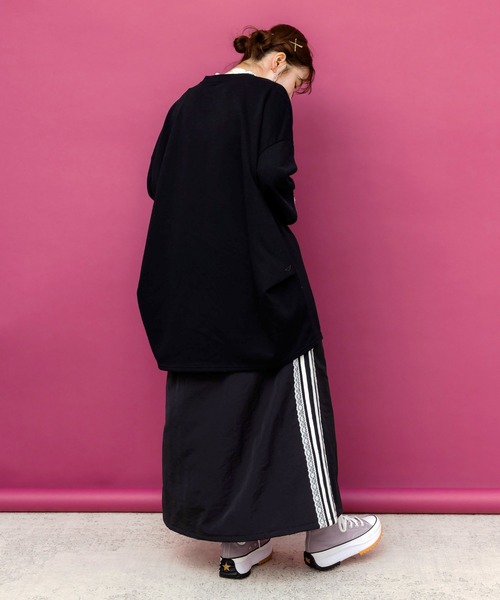 ScoLar（スカラー）の「153719：レース×ライン入りナイロンワッシャースカート（スカート・レディース・ブラック/グレー/パープル・M）」の12枚目の写真