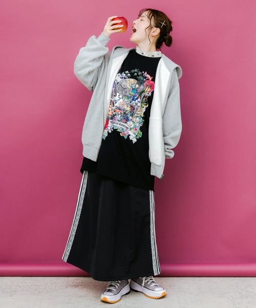 ScoLar（スカラー）の「153719：レース×ライン入りナイロンワッシャースカート（スカート・レディース・ブラック/グレー/パープル・M）」の13枚目の写真