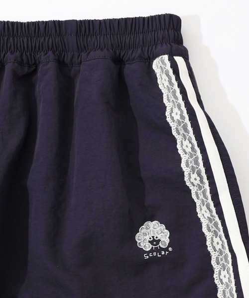 ScoLar（スカラー）の「153719：レース×ライン入りナイロンワッシャースカート（スカート・レディース・ブラック/グレー/パープル・M）」の18枚目の写真