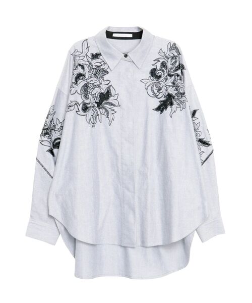 ELENDEEK（エレンディーク）の「エンブロイダリーオーバーシャツ（シャツ/ブラウス・レディース・オフホワイト/グレー・FREE）」の4枚目の写真