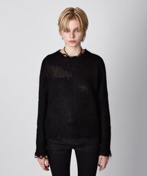 EAN JO（イアンジョー）の「KIDMOHAIR DISTRESSED KNIT (BLACK)（ニット/セーター）」