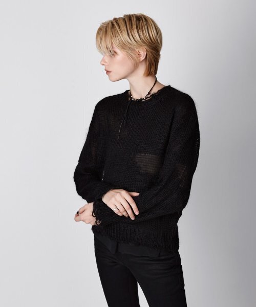 EAN JO(イアンジョー)の「KIDMOHAIR DISTRESSED KNIT (BLACK)(ニット/セーター・レディース・ブラック・FREE)」の2枚目の写真