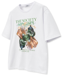 スティルライフフラワーハーフTシャツ[ホワイト]
