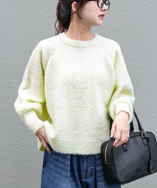 ITEMS URBANRESEARCH（アイテムズ アーバンリサーチ）の「ボリュームスリーブラグランニット（ニット/セーター・レディース・ネイビー/グレー系その他/ミント・FREE）」の12枚目の写真