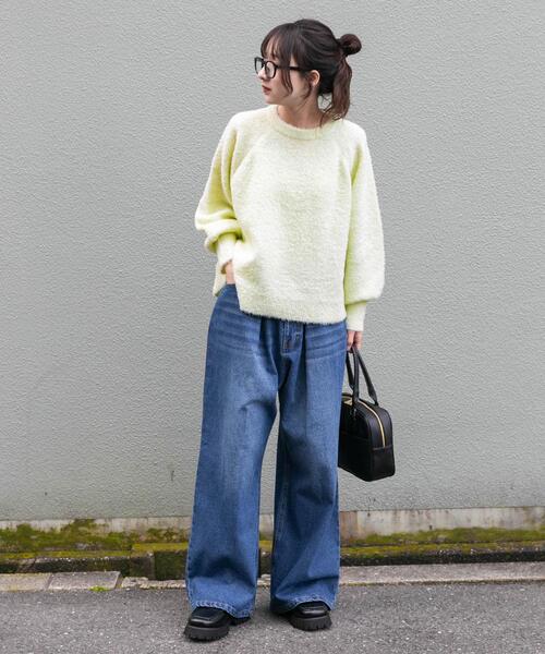 ITEMS URBANRESEARCH（アイテムズ アーバンリサーチ）の「ボリュームスリーブラグランニット（ニット/セーター・レディース・ネイビー/グレー系その他/ミント・FREE）」の17枚目の写真