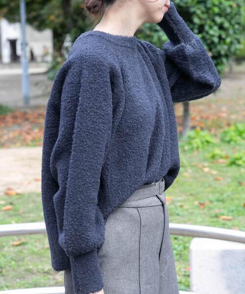 ITEMS URBANRESEARCH（アイテムズ アーバンリサーチ）の「ボリュームスリーブラグランニット（ニット/セーター・レディース・ネイビー/グレー系その他/ミント・FREE）」の21枚目の写真