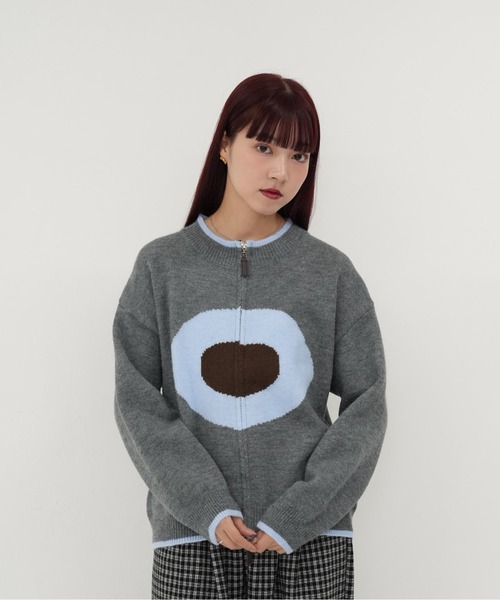 cunii 】レディース カジュアル ニットブルゾン ハーフジップ