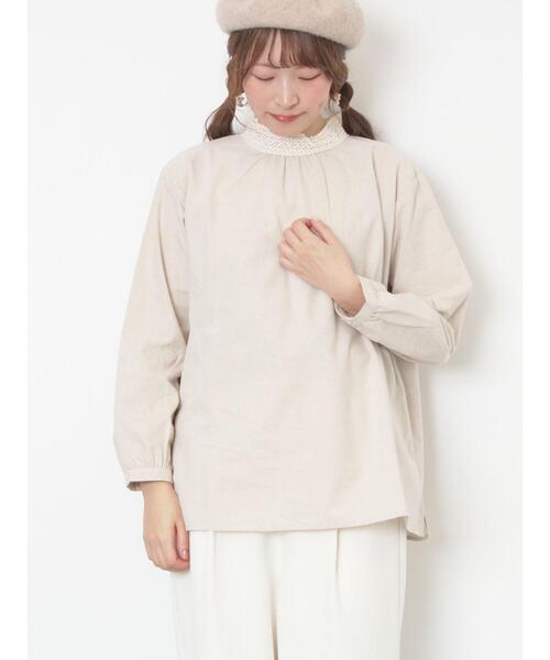 Samansa Mos2（サマンサ モスモス）の「【保温加工】襟レースブラウス（シャツ/ブラウス・レディース・チャコールグレー/ベージュ/オフホワイト/サックスブルー・F）」の10枚目の写真