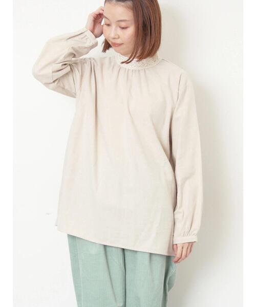 Samansa Mos2（サマンサ モスモス）の「【保温加工】襟レースブラウス（シャツ/ブラウス・レディース・チャコールグレー/ベージュ/オフホワイト/サックスブルー・F）」の15枚目の写真