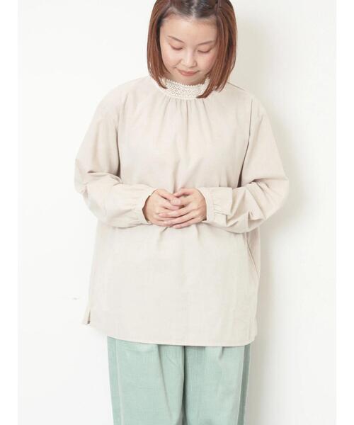 Samansa Mos2（サマンサ モスモス）の「【保温加工】襟レースブラウス（シャツ/ブラウス・レディース・チャコールグレー/ベージュ/オフホワイト/サックスブルー・F）」の16枚目の写真