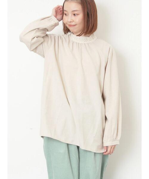 Samansa Mos2（サマンサ モスモス）の「【保温加工】襟レースブラウス（シャツ/ブラウス・レディース・チャコールグレー/ベージュ/オフホワイト/サックスブルー・F）」の17枚目の写真