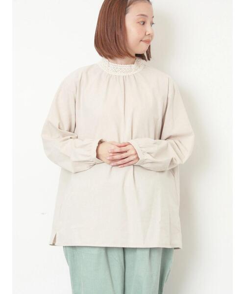 Samansa Mos2（サマンサ モスモス）の「【保温加工】襟レースブラウス（シャツ/ブラウス・レディース・チャコールグレー/ベージュ/オフホワイト/サックスブルー・F）」の18枚目の写真