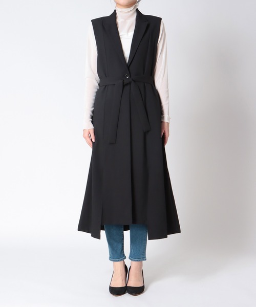 Jines（ジネス）の「スリットデザインロングジレ（その他アウター・レディース・ブラック・38）」の2枚目の写真