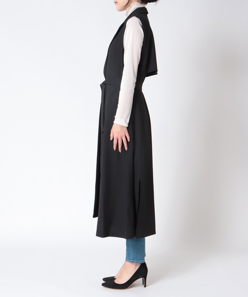 Jines（ジネス）の「スリットデザインロングジレ（その他アウター・レディース・ブラック・38）」の3枚目の写真