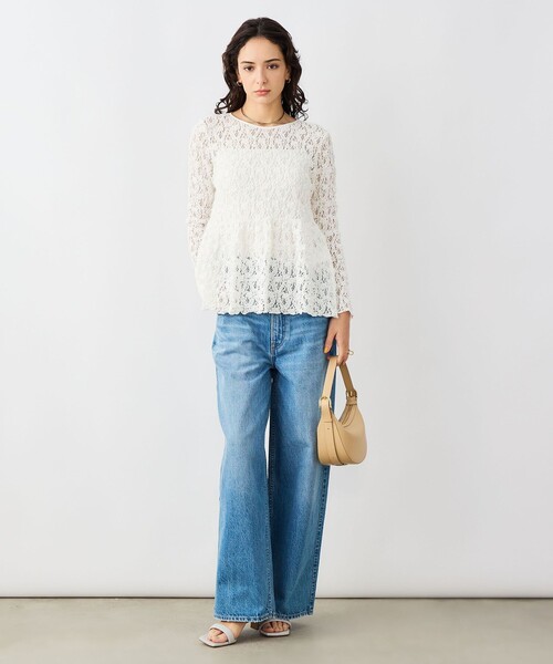 NOLLEY’S Sophi（ノーリーズソフィ）の「《セットアップ対応》ウォッシャブルストレッチレースペプラムプルオーバー（シャツ/ブラウス・レディース・ブラック/ホワイト・38）」の17枚目の写真