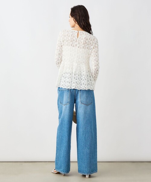 NOLLEY’S Sophi（ノーリーズソフィ）の「《セットアップ対応》ウォッシャブルストレッチレースペプラムプルオーバー（シャツ/ブラウス・レディース・ブラック/ホワイト・38）」の19枚目の写真
