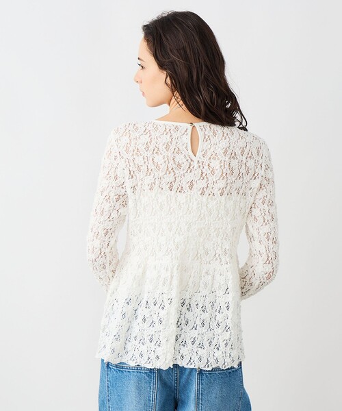 NOLLEY’S Sophi（ノーリーズソフィ）の「《セットアップ対応》ウォッシャブルストレッチレースペプラムプルオーバー（シャツ/ブラウス・レディース・ブラック/ホワイト・38）」の20枚目の写真