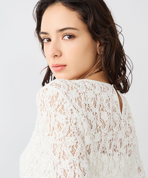 NOLLEY’S Sophi（ノーリーズソフィ）の「《セットアップ対応》ウォッシャブルストレッチレースペプラムプルオーバー（シャツ/ブラウス・レディース・ブラック/ホワイト・38）」の22枚目の写真