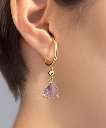 tone（トーン）の「【As】【金属アレルギー対応】NO.196 ゆらゆらトライアングルストーン　両耳用イヤーカフ（K16GP.本ロジウムコーティング）(MA)（イヤーカフ）」
