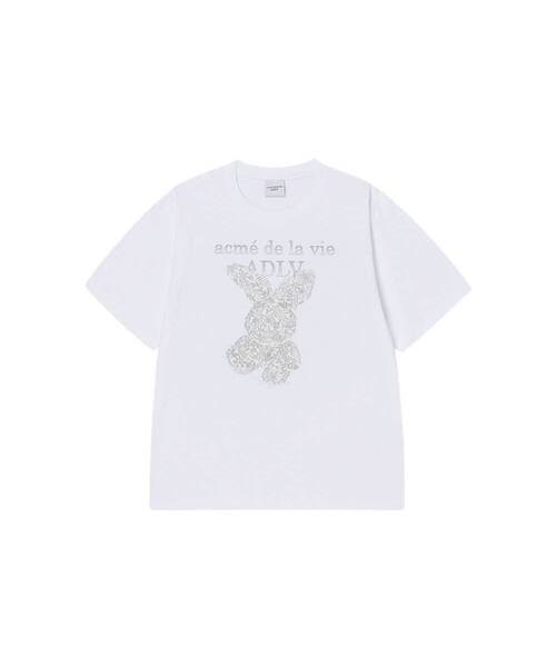 acme de la vie(アクメドラビ)の「GARDEN FUZZY RABBIT SHORT SLEEVE T-SHIRT (2COLOR)(Tシャツ/カットソー・メンズ・ホワイト/ブラック・0/1/2)」の1枚目の写真