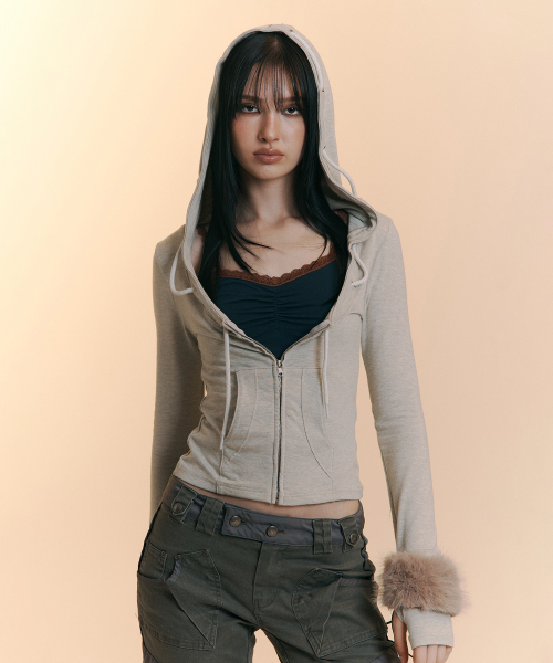 Glen Deep U‑neck Hoodie — худи, oatmeal