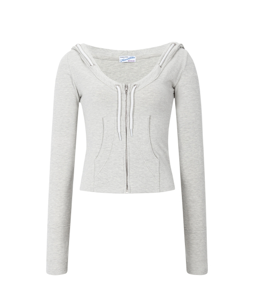 PLEASENOFOLLOW(プリーズノーフォロー)の「Glen Deep U-neck Hoodie (Oatmeal)(パーカー・レディース・その他・FREE)」の3枚目の写真