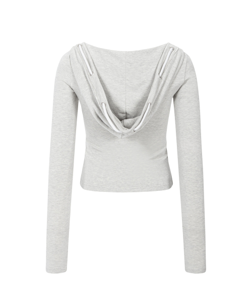 PLEASENOFOLLOW(プリーズノーフォロー)の「Glen Deep U-neck Hoodie (Oatmeal)(パーカー・レディース・その他・FREE)」の4枚目の写真