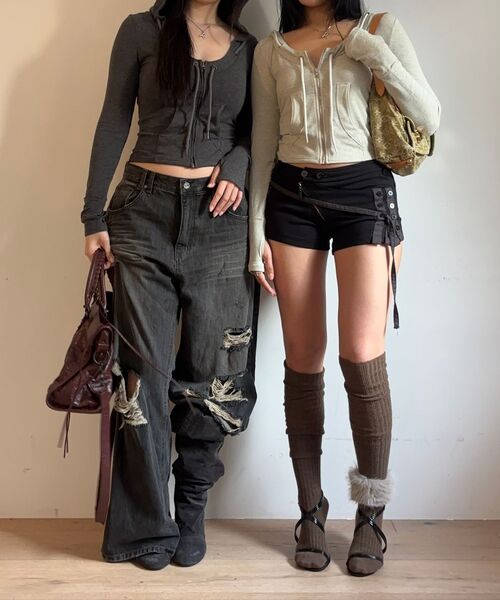 PLEASENOFOLLOW(プリーズノーフォロー)の「Glen Deep U-neck Hoodie (Oatmeal)(パーカー・レディース・その他・FREE)」の6枚目の写真