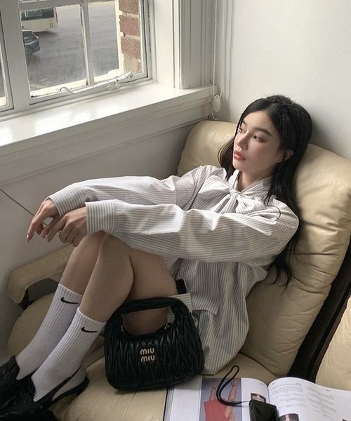 inst.ALL(インストール)の「リボンタイストライプシャツ(シャツ/ブラウス・レディース・ライトグレー・M)」の6枚目の写真