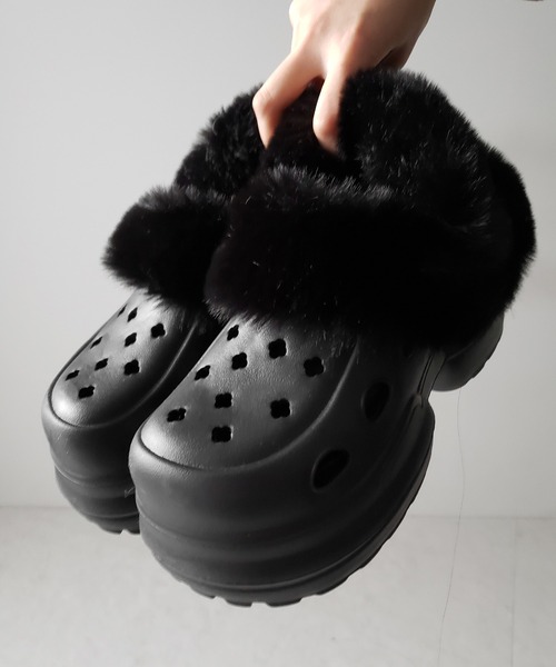 me+em select(ミームセレクト)の「【 2color 】フェイクファー厚底クロッグサンダル / Fake fur platform clog sandals(その他シューズ・レディース・アイボリー/ブラック・SMALL/LARGE/MEDIUM)」の7枚目の写真