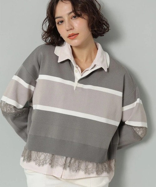 レース切替ラガーニット（ニット/セーター）｜Arpege story