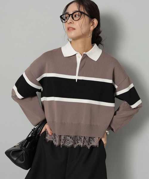 レース切替ラガーニット（ニット/セーター）｜Arpege story